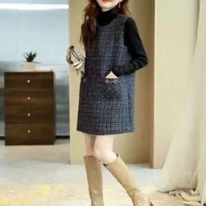 Slim-fit Round Neck Light Luxury French Vest Dress