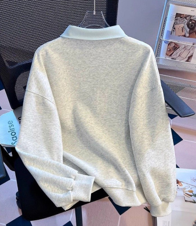 Fake Two-piece Tie Polo Collar Sweater For Women Spring And Autumn New Loose-fitting Non-hoodie 5 Fake Two-piece Tie Polo Collar Sweater For Women Spring And Autumn New Loose-fitting Non-hoodie - Image 5