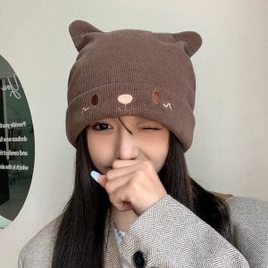 women knitted winter hat front view