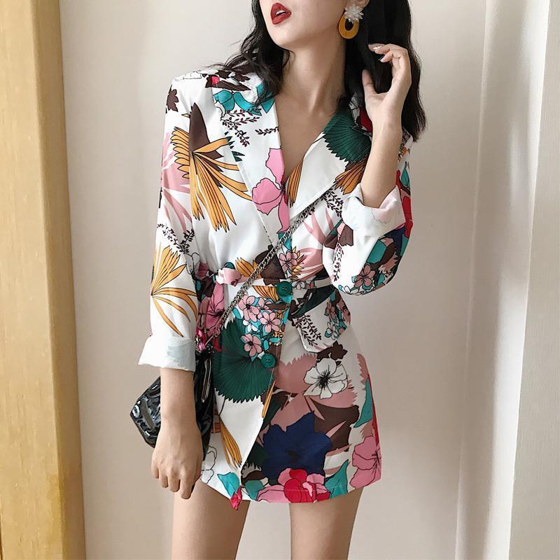 Women's All-matching Printed Long Suit Jacket Slim Fit 4 Women's All-matching Printed Long Suit Jacket Slim Fit - Image 4