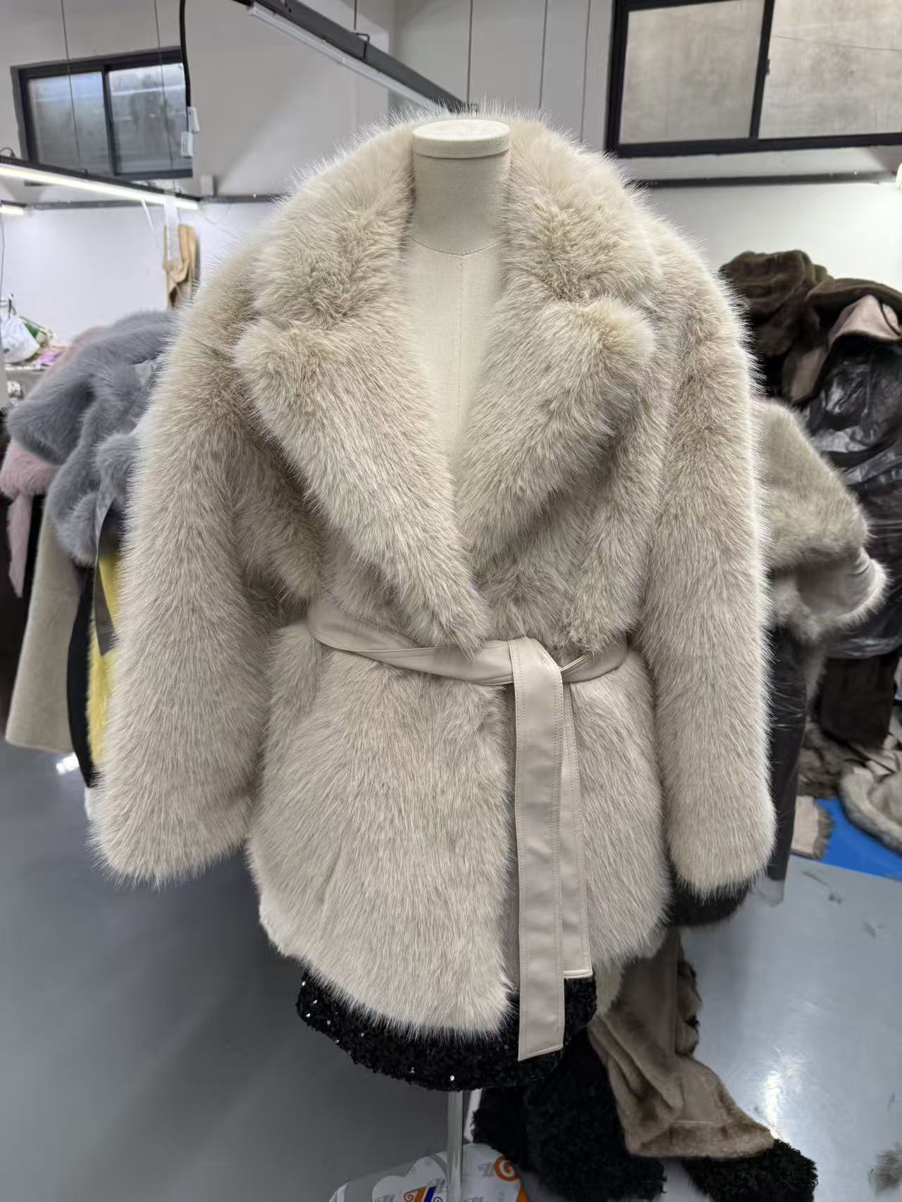 With Belt Artificial Wool Coat Mid-length 8 With Belt Artificial Wool Coat Mid-length - Image 8