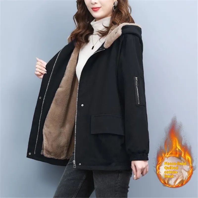 Fleece-lined Thick Loose Casual Korean Super Hot Cotton-padded Jacket 6 Fleece-lined Thick Loose Casual Korean Super Hot Cotton-padded Jacket - Image 6